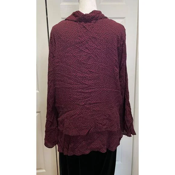 Habitat Womens Button Up Top Size XL Y2K Polka Dot‎ Whimsigoth Vamp Fairy Grunge - Picture 4 of 12